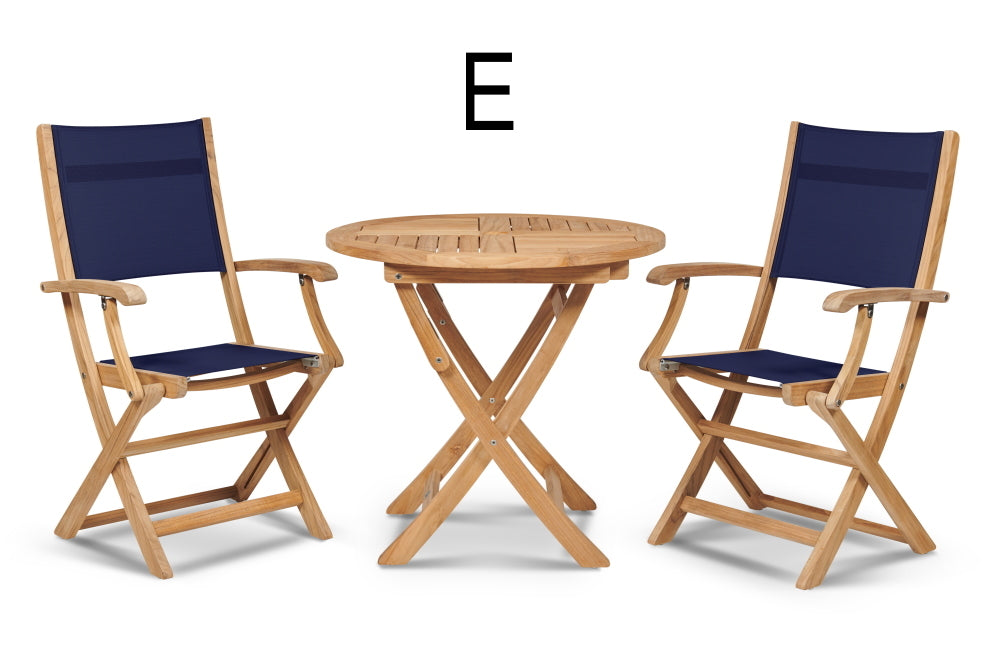 TEAK DINING SET WITH STELLA SLING DINING CHAIRS