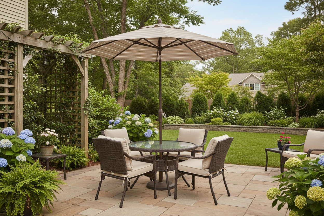 Treasure Garden 9ft. Bronze Pole Auto Tilt Umbrella