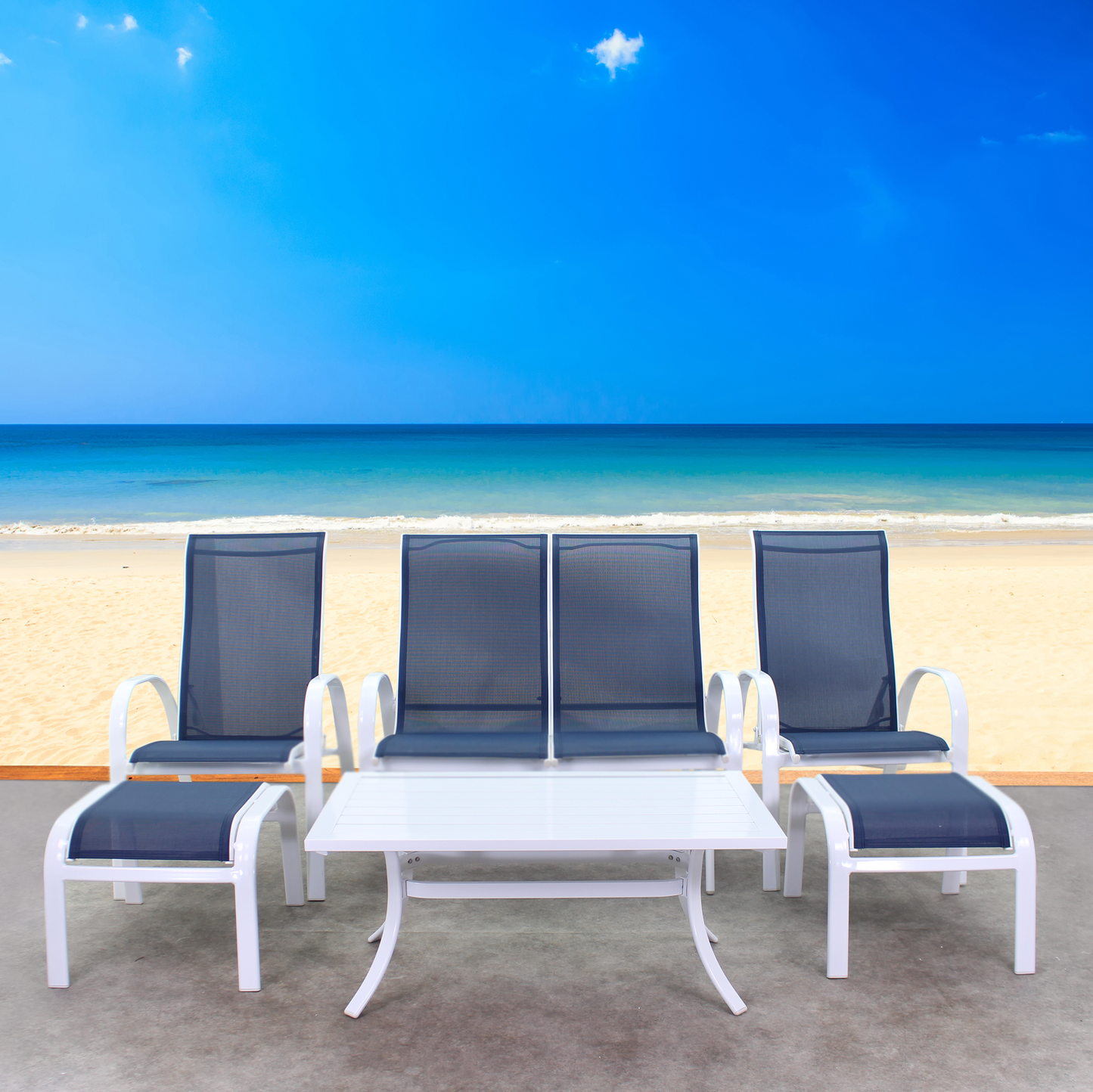 POOLSIDE ALUMINUM SLING SEATING