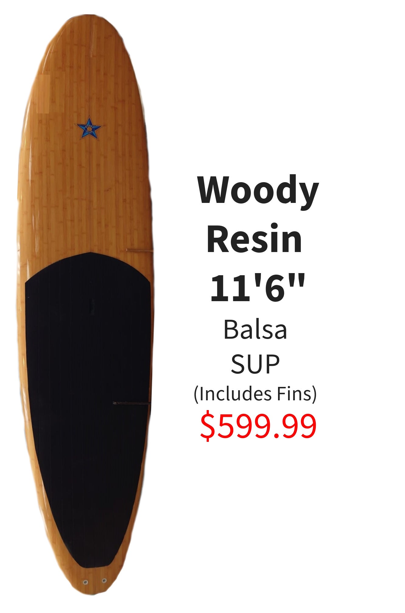 11'6 Woody Resin Balsa Stand Up Paddleboard SUP