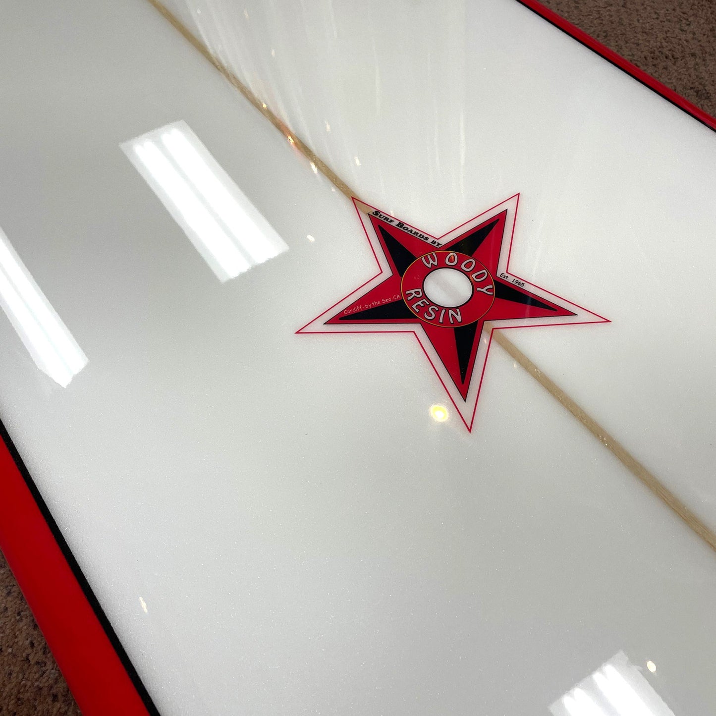 Woody Resin 7'6 Funboard Surfboard, Red