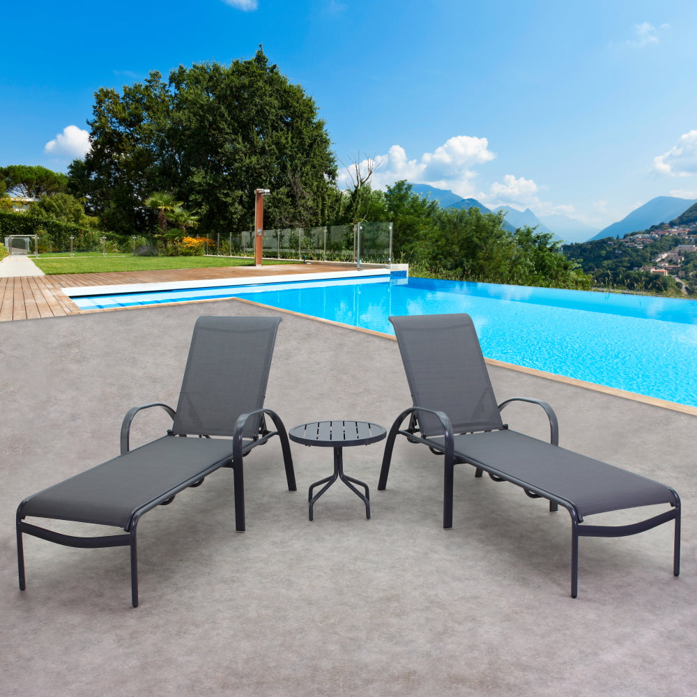 POOLSIDE GRAY FRAME WITH GRAY SLING DINING SET