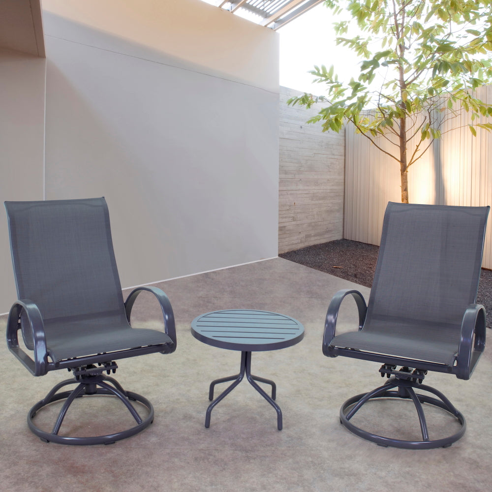 POOLSIDE GRAY FRAME WITH GRAY SLING DINING SET