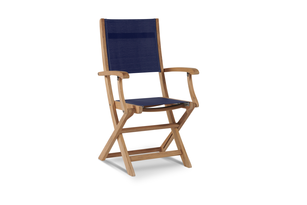 TEAK DINING SET WITH STELLA SLING DINING CHAIRS